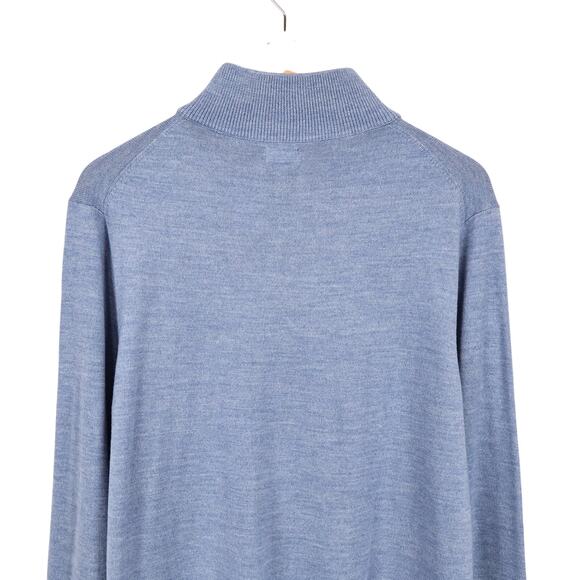 NWT J.Crew Factory Men's Merino-Wool Blend Half-Zip Sweater Light Blue Large - Picture 4 of 8